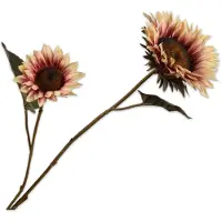 Silk-ka Zonnebloem tak creme/rood 75 cm