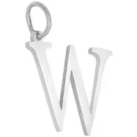 Yehwang bedel kleur zilver letter W - charm - stainless steel - nikkelfree - mooi voor aan ketting of armband - gift - cadeau idee mam