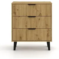 Scandi MALWA SCANDI - Ladekast - 3 lades - geribbelde fronten - eik Artisan