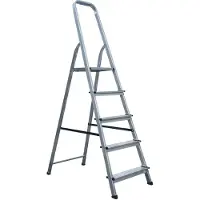 PRACTO Escalo Easy Step 5‑treden aluminium trapladder – huishoudtrap met antislip