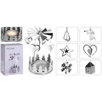 Home & Styling Theelichthouder carrousel zilver