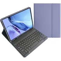 Mobigear Tablethoes geschikt voor Apple iPad Air 11 Inch (2024) Hoes | Keys QWERTY Bluetooth Toetsenbord Bookcase + Stylus Houder - Paars