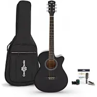 Gear4Music Single Cutaway Elektro-akoestische Gitaar & Accessoires van Zwart