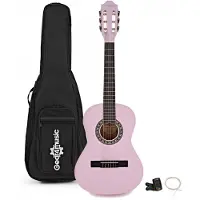 Gear4Music Junior 1/2 Classical Guitar Pack Pink by