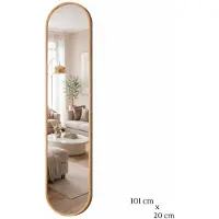MISOU MIRRORS AND MORE - Passpiegel - Wandspiegel - Ovale - Staande Spiegel - Muur - Goud - 101x20cm - MONI