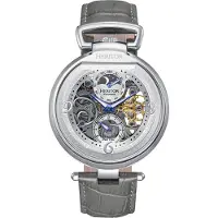 Heritor Automatic Lincoln leren band skelet horloge met maanfase