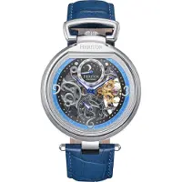 Heritor Automatic Lincoln leren band skelet horloge met maanfase