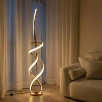 ONLI LED-vloerlamp Kira, messing / goud, Woon-/ Eetkamer, Aluminium, Modern, LED vloerlamp