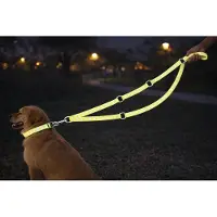 Flamingo Hondenriem – trainingslijn Fergu Fluo geel 200 cm – 25 mm breed – verstelbaar – handenvrij – nylon – reflecterend