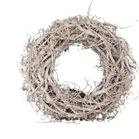 Ptmd Kerst krans natuurhout in white/gray washing met LED verlichting - Hein whitewash wreath with LED lights