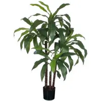 Mica Decorations Groene Dracaena kunstplant 100 cm in zwarte plastic pot - Kunstplanten/nepplanten