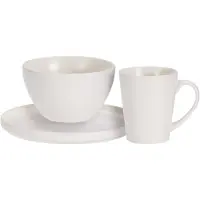 Excellent houseware Ontbijtservies 6‑delig Wit – Porselein Set voor 2 Personen