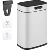Relaxdays Keukenprullenbak 5 liter, hangende container voor biologisch afval, binnenbak, ophangklemmen en plakpads, prullenbak voor afval, wit