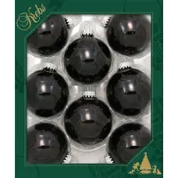 Krebs kerstballen - 16x - ebony zwart glans kleur - D7 cm - glas - kerstversiering - kerstboomversiering