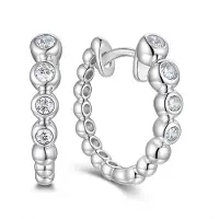 New Bling 9NB-1743 – Oorringen met Zirkonia - 925 Zilver - 13,5 mm - Dames Oorbellen