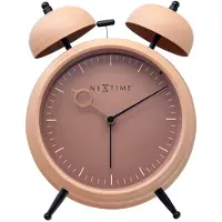 Nextime Tafel Wekker 15x18x7cm - Stil - licht functie - Perzik - Metaal - Golden Hour