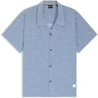 BOSS Heren Strandhemd blauw (L), Casual, Viscose, Korte mouwen 50535793