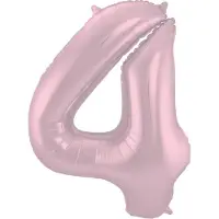 Folat - Folieballon Cijfer 4 Pastel Roze Metallic Mat - 86 cm