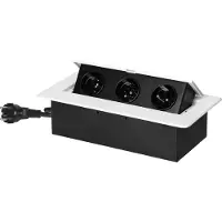 ORNO Stekkerdoos met 3 stopcontacten - Pop up stekkerblok met 1.5 meter kabel - Inbouw Verdeelstekker met RVS afwerking - Verdeeldoos 230 Volt - voor max. 3680 Watt - Penaarde - Wit