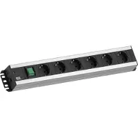 Bachmann 300.003 Stekkerdoos met schakelaar 6-voudig RVS-look Randaarde stekker 1 stuk(s)