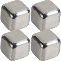 Excellent houseware Herbruikbare stalen ijsblokjes, 4 stuks.