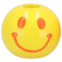 SMILEY kaarsenhouder 7x7x6cm Geel/oranje