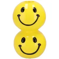 SMILEY Kandelaar dubbel 7x7x12cm Geel/zwart