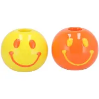 SMILEY dutch orange mix candle 7x7x6cm - set van 2