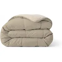 Zelesta Comfort Duo Dekbed zonder overtrek - Wasbaar Hoesloos dekbed - Met vaste overtrek - 2 in 1 - Taupe & Champagne - 240x200cm
