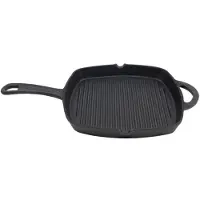 Tomado Vis bakken Grillpan - Vierkant - Gietijzer - zwart - D26 cm - Keuken bak pannen