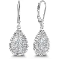New Bling 9NB-1697 – – Zilveren oorbellen zwarte druppel – Met zirkonia – Zilverkleurig – 925 zilver