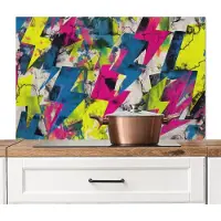 KitchenYeah Spatscherm keuken 100x65 cm - Kookplaat achterwand Bliksemschichten - Patroon - Marmer print - Kleuren - Muurbeschermer - Spatwand fornuis - Hoogwaardig aluminium
