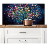KitchenYeah Spatscherm keuken 120x60 cm - Kookplaat achterwand Kleurrijk - Boom - Magisch - Abstract - Muurbeschermer - Spatwand fornuis - Hoogwaardig aluminium