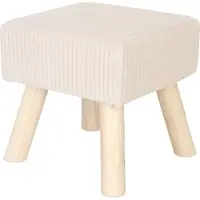 Merkloos Poef op poten - 30 cm - corduroy - beige