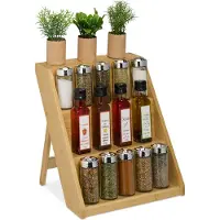 Relaxdays kruiden organizer - staand - bamboe - 3 laags - zonder potjes - keuken