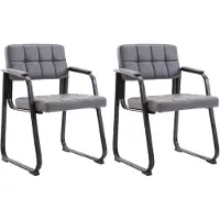 CLP Canada B Set van 2 eetkamerstoelen - met armleuning - Zwart Frame - Kunstleer - grijs
