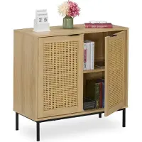 Relaxdays dressoir - 2 rotan deuren - smal - 80 cm breed - woonkamer