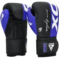 RDX Sports Rex F4 Leather Artificial Boxing Gloves Blauw,Zwart 12 oz