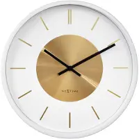 Nextime Retro II – Wandklok – 25 cm – Metaal – Wit/Goud – Stil
