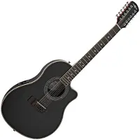 Gear4Music 12 String Electro Acoustic Roundback Guitar by Black