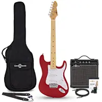 Gear4Music LA Select Elektrische Gitaar Rood 15W Versterker & Accessoireset