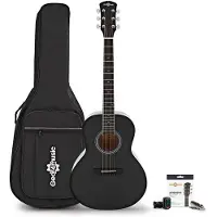Gear4Music Parlour Akoestische Gitaar & Accessoireset van Zwart