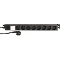 Adam hall Cables 87478 - 19" 1HE stekkerdoos, 8-voudig, met aansluitingen volgens de Franse norm