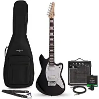 Gear4Music Seattle Select Electric Guitar Black 10W Guitar Amp & Accessory Pack