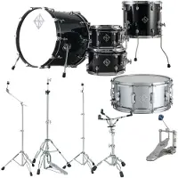 Dixon Cornerstone Hybrid 20 Drum Kit w/Hardware & Steel Snare Piano Black Gloss