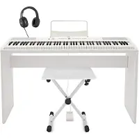 Gear4Music SDP-2 Digital Upright Piano by Bench Pack White