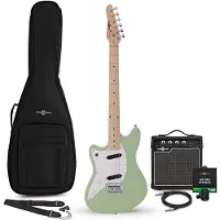 Gear4Music Seattle linkshandige elektrische gitaar Seafoam Green 10W gitaarversterker & accessoirepakket