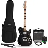 Gear4Music Knoxville Select Electric Guitar Black 10W Guitar Amp & Accessory Pack