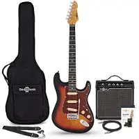 Gear4Music LA Select Elektrische Gitaar Sunburst 15W Versterker & Accessoireset