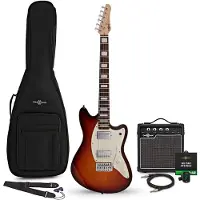 Gear4Music Seattle Select elektrische gitaar Sunburst 10W gitaarversterker & accessoirepakket